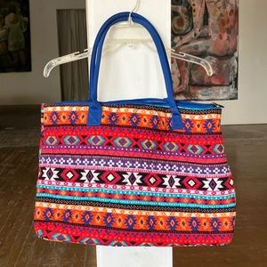 Western printed quilted tote